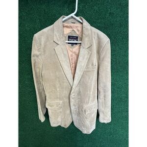 Vintage Sparetime Leather Suede Jacket Blazer Tan Buttonup Front Pockets Sz 42